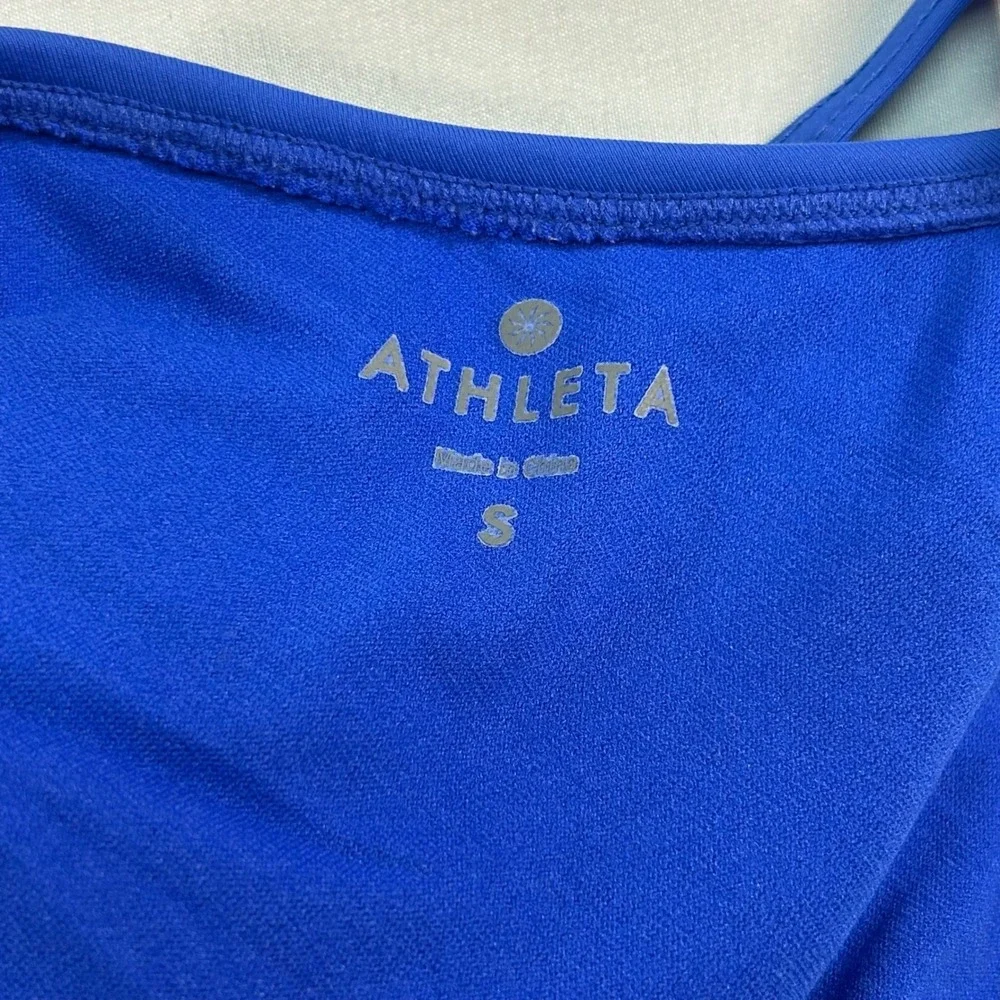 Athleta Royal Blue Tankini Swim Top Small Adjustable Straps Ruched Bust RN 54023